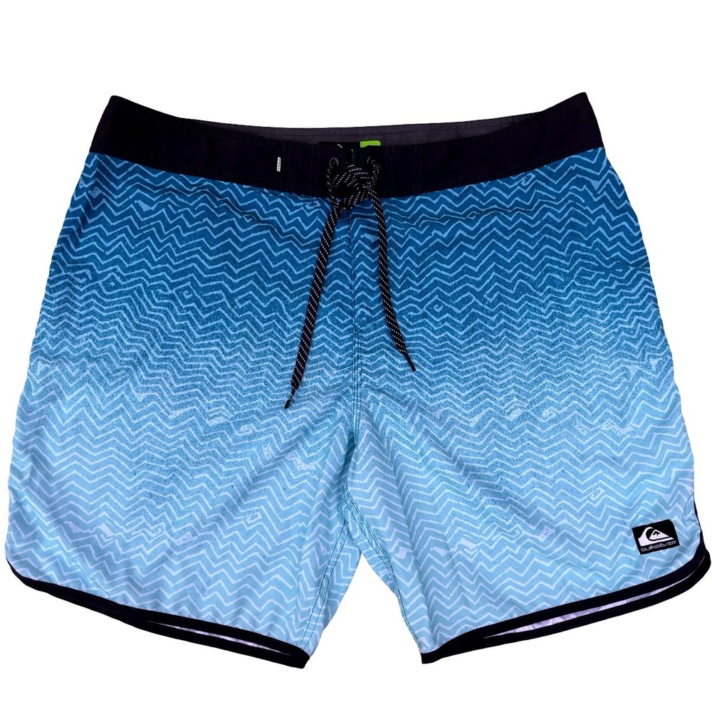 Quiksilver Boardshorts Mens 38 Blue Ombre Chevron Surf Swim Trunks